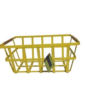 Yellow metal basket wood handle accents 8.5X6.5X14 Spring Shop Hobby Lob…